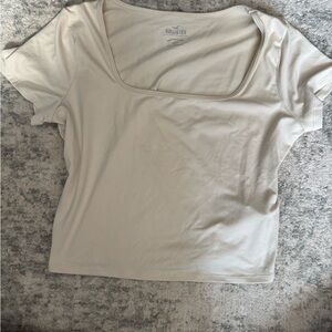 hollister square neck cream top